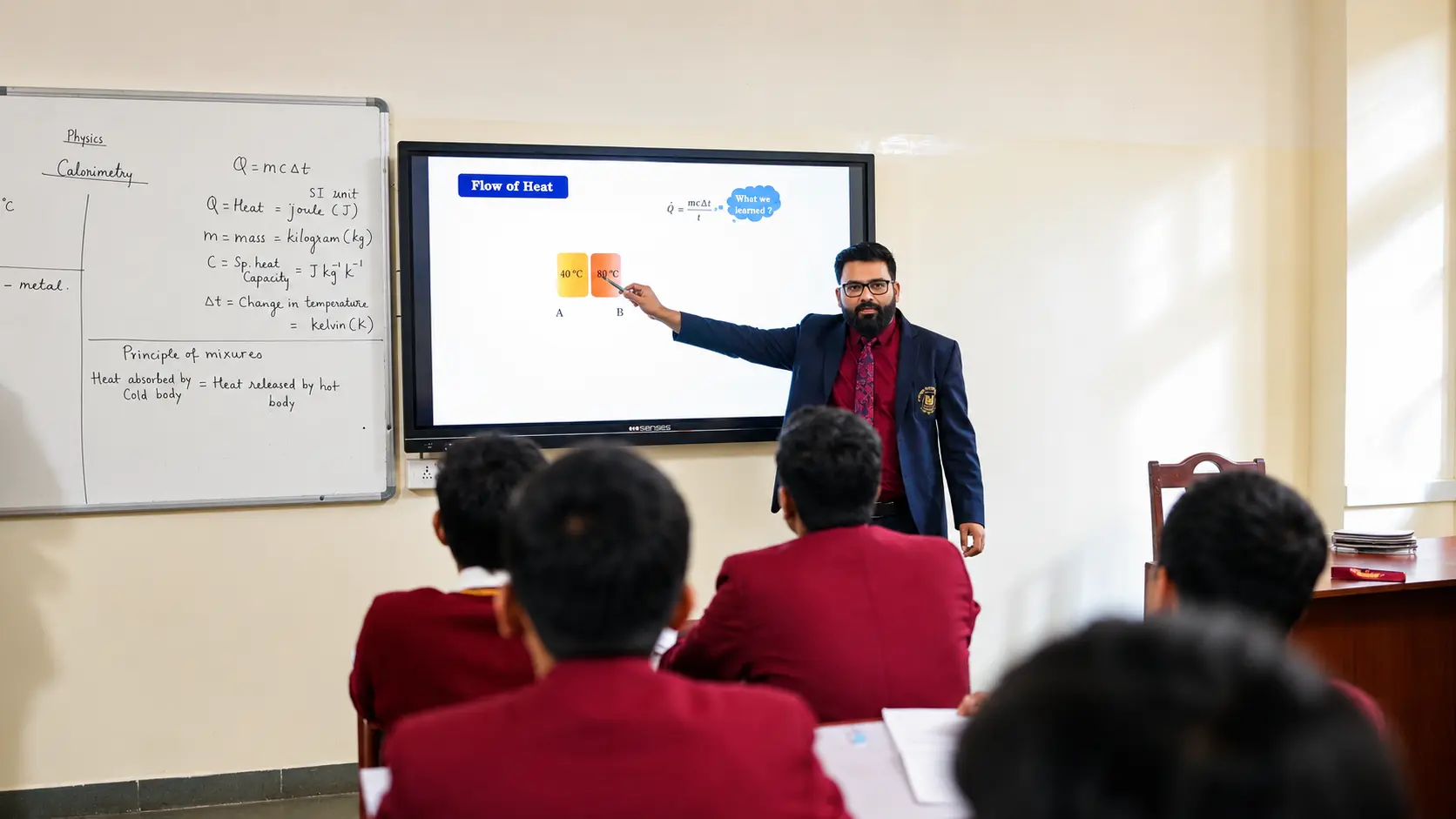 Teacher conducting a lesson in classroom